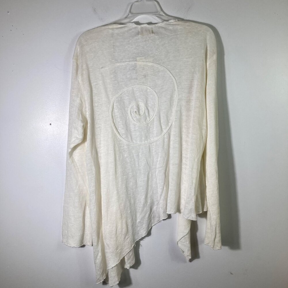 Womens Bodil Slub Linen Long Sleeve Drapey Open Top Lagenlook Cream‎ S NWT Swirl